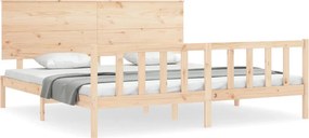 vidaXL tömör fa ágykeret fejtámlával Super King Size