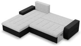 Toronto sarokkanapé, 2 ágyneműtartóval, fonott + műbőr, baloldali, szürke - fekete