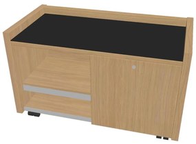 Verno mobil konténer 100 x 50 cm üveggel, bal, világos tölgy / fekete