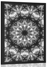 Poszter Mandala érdekes elemekkel fekete fehérben