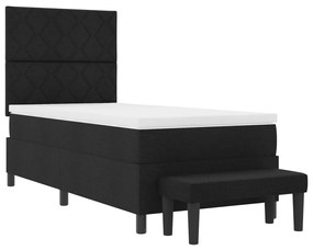 Boxspring ágy matraccal és padra Fekete 100x200 cm Szövet