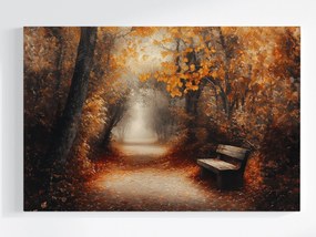 Vászonkép Canvas Tájkép Park Sikátor Pad Ősz Fák Köd 120x80