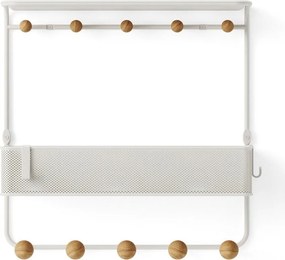 Fehér-natúr színű fém fali fogas polccal Estique – Umbra