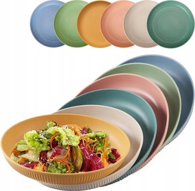 6 El Lapos Ebédlőtányér túra piknikhez 22,5 CM Elegáns Új