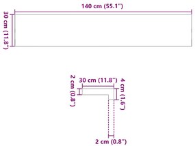 ablakpárkányok 2 db világosbarna 140x30x2 cm tömör fa tölgyfa