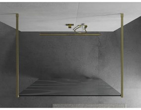 Mexen Kioto, Walk-In zuhany paraván 100 x 200 cm, 8 mm átlátszó üveg fehér mintás, arany matt profil, 800-100-002-55-97