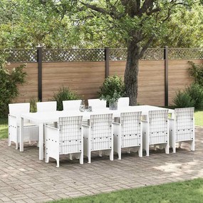 Kert étkező szett párnával 11 pcs Fehér Polyrattan és acél