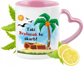 Bögre Árvácska Rózsaszín Szív Alakú Füllel Kávé Ajándék