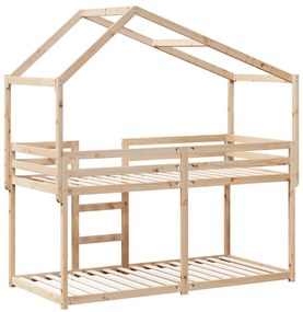 tömör fenyőfa ágy emelettel és tetővel 80 x 200 cm
