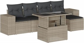 vidaXL 6 részes világosszürke polyrattan kerti ülőgarnitúra párnákkal