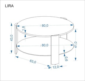 Lira dohányzóasztal dió/fekete