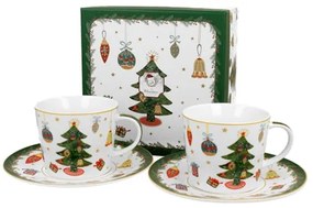 Porceláncsésze+alj, 250ml, 2 személyes, dobozban, Around Christmas Tree