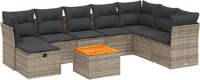 vidaXL 9 részes szürke polyrattan kerti ülőgarnitúra párnákkal