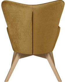 Mustársárga bársony fotel Niko – Ropez