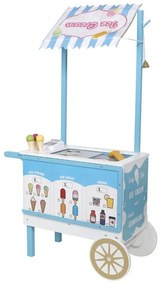 PROCART Fagylaltos kocsi készlet, 2 fiókkal, tartozékokkal, mozgatható kerekekkel, 68x31,5x118 cm, MDF