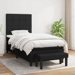 Fekete szövet rugós ágy matraccal 90x200 cm