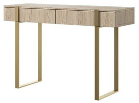 Verica modern konzolasztal/sminkasztal - szivacsos tölgy / arany lábak