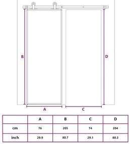 fekete edzett üveg és alumínium tolóajtó 76 x 205 cm