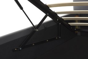 Szürke műbőr ágyneműtartós franciaágy 180 x 200 cm DREUX Beliani