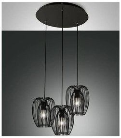 Fabas Luce 3677-47-101 - Csillár zsinóron CAMP 3xE27/40W/230V fekete