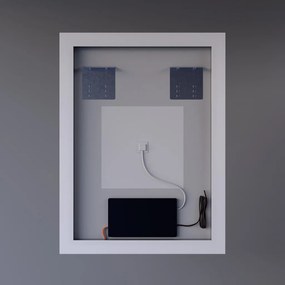 Álló fürdőszobai LED tükör 60x80cm | Páramentesítő - Óra - Fényerő és színhőmérséklet szabályozás | Welland Luxury-Line