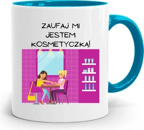 Kék Bögre Kozmetikusnak Bízz Bennem Nyomtatott Fotóval