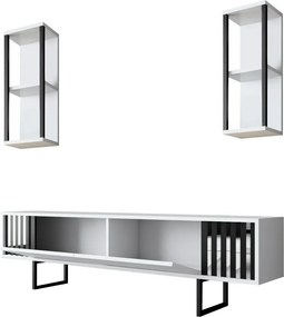 TV-állvány polcokkal Chrome White and Black
