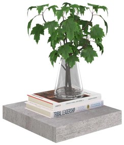 2 db betonszürke MDF lebegő fali polc 23 x 23,5 x 3,8 cm