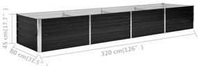 antracitszürke horganyzott acél kerti magaságyás 320x80x45 cm