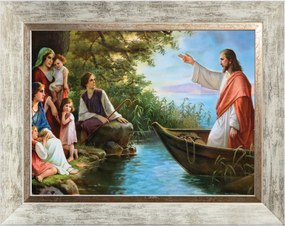 Jézus Tanár Szakrális Kép Fehér Díszített Keretben 30X40