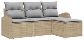 Kerti Kanapé Szett 4 pcs bézs és világosszürke Poli rattan