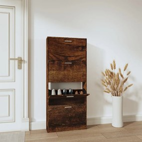 füstös tölgy színű szerelt fa cipősszekrény 59x17x150 cm