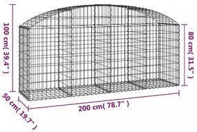 vidaXL íves horganyzott vas gabion kosár 200x50x80/100 cm