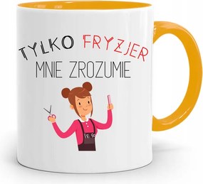 Sárga Fodrász Bögre Csak A Fodrász Fog Megérteni Engem fényképes nyomtatással