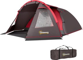 Outsunny Alagútkemping Sátor 2-4 Főnek 2 Szobával, Vízálló Családi Túra és Horgászsátor 3000mm-es Erősített Aljjal, Két Ajtóval, Hordtáskával, 360x250