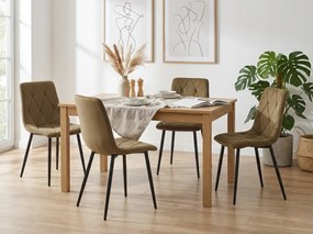 Barna bársony szék LIBRA OLIVE BROWN fekete lábakkal