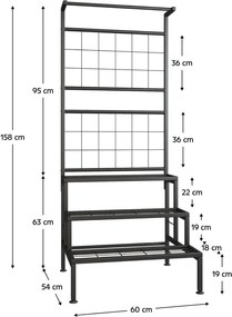 Fém virágállvány, fekete, BALKO