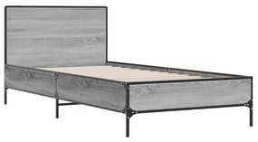 sonoma tölgyszínű szerelt fa és fém ágykeret 100 x 200 cm