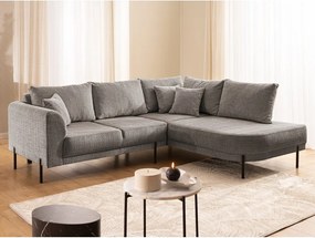 Szürkésbarna zsenília sarokkanapé (jobb oldali-L alakú) Mauris – Ropez