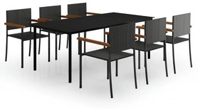 vidaXL 7 részes fekete kerti étkezőgarnitúra