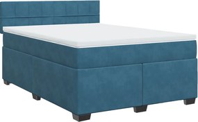 vidaXL sötétkék bársony rugós ágy matraccal 140x190 cm