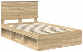 vidaXL Ágykeret fejtámlával Sonoma 120 x 200 cm Tömör fenyőfa