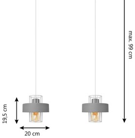 Csillár zsinóron VOLTA 2xE27/15W/230V szürke