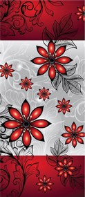 Flizelin fotótapéta Piros virágok szürke háttér minták grafika 91x211 +ragasztó