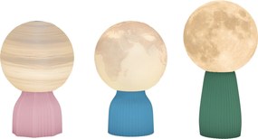 HOMCOM 3 darabos 3D Éjjeli Lámpa Szett Asztali Lámpák 3 Színben Állítható Fényerővel 10 Fokozatban USB Csatlakozással Otthoni Irodába Hálószobába Fehé