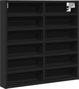 vidaXL fekete szerelt fa vitrinszekrény 60 x 8,5 x 58 cm