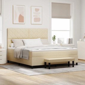 Box Spring Ágy matraccal és paddal Krém 180x200 cm Szövet