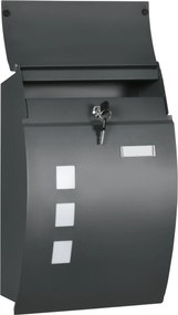 HOMCOM Postafiók Zárral és Tetővel, Fali Postafiók Ablakkal, Horganyzott Acélból, Kültéri Használatra, 32 x 10 x 45 cm, Sötétszürke | Aosom