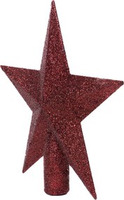 Bordó glitteres csúcsdísz csillag 19 cm