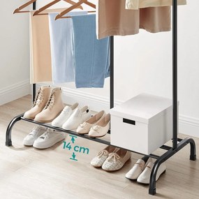 Ruhatartó, ruhaállvány állítható akasztórúddal, fekete